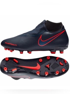 Nike Phantom VSN Acandemy DF FG Navy Blue Red Cleats Youth Size 4 Outdoors